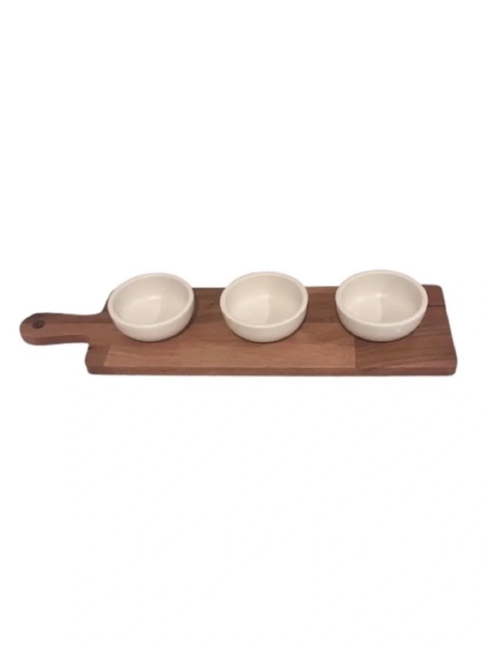🆕-Threshold - 4pc Wood Serving Board and Ceramic Bowl Set.
